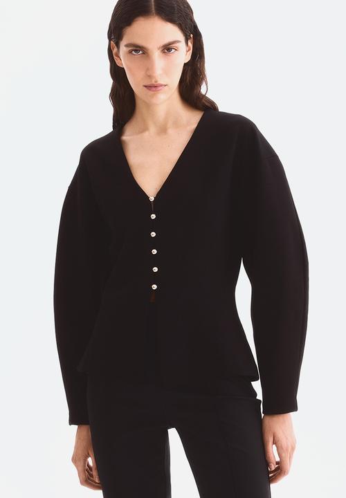 H&M - Waisted cardigan - black