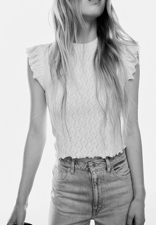 H&M - Flutter-sleeved top - white