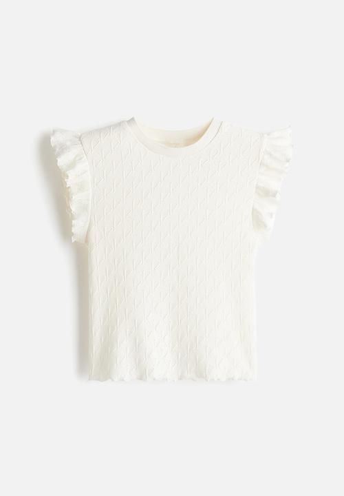 H&M - Flutter-sleeved top - white