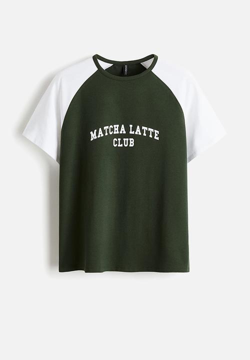 H&M - T-shirt - dark green matcha latte
