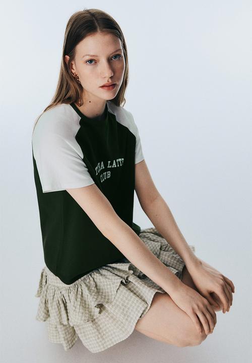 H&M - T-shirt - dark green matcha latte