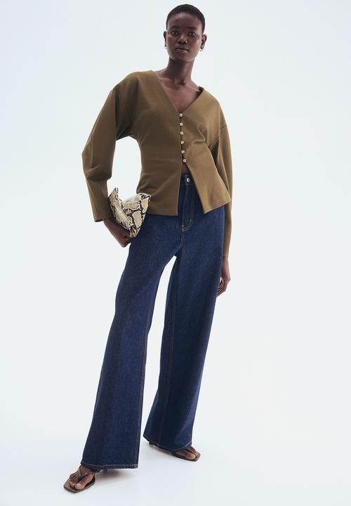 H&M - Waisted cardigan - dark khaki green