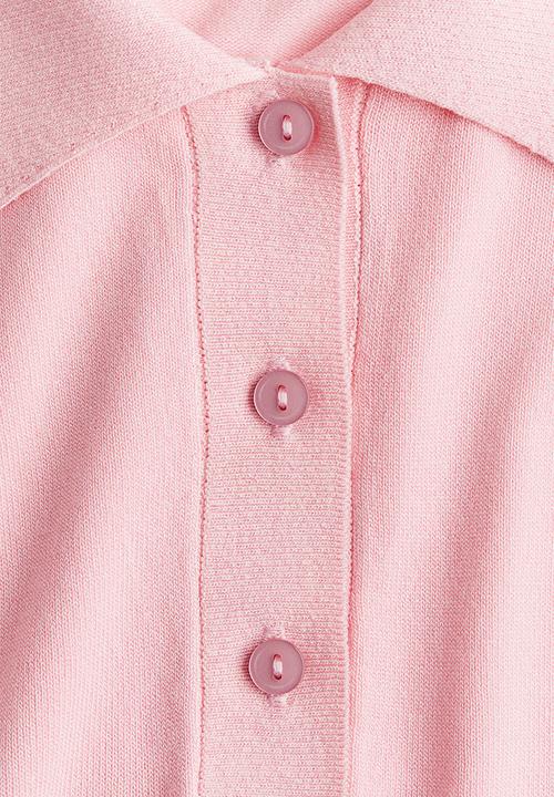 H&M - Fine-knit polo shirt - light pink