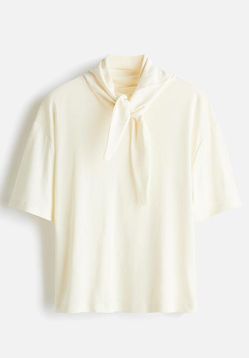 H&M - Scarf-collar top - cream