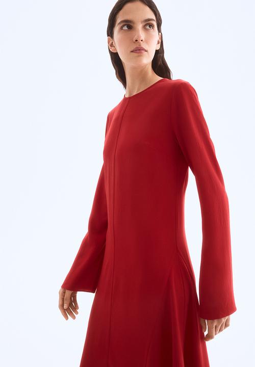 long sleeve midi black dress Elea Long Sleeve Midi Dress with Belt
