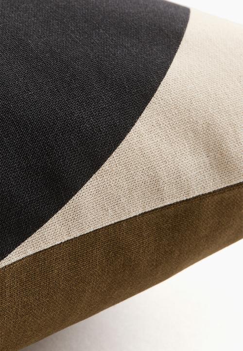 H&M - Patterned cushion cover -  khaki green & colour block
