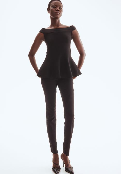 H&M - Off-the-shoulder peplum top - black