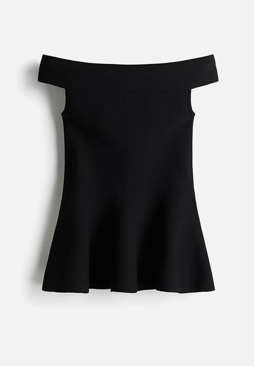 H&M - Off-the-shoulder peplum top - black