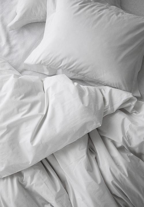 H&M - Double/king cotton percale duvet cover set - white
