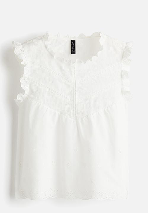 H&M - Frill-trimmed vest top - white