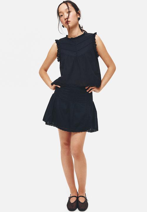 H&M - Frill-trimmed vest top - black