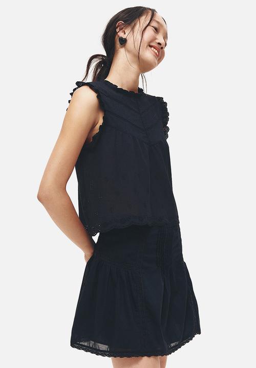 H&M - Frill-trimmed vest top - black