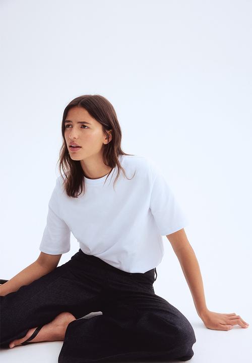 H&M - Shoulder-pad T-shirt - white