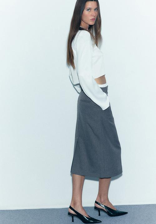 H&M - Double-waistband pencil skirt - grey