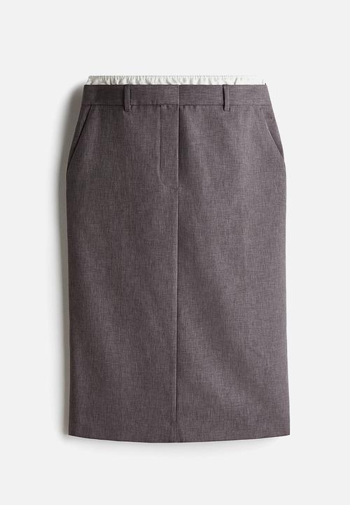 H&M - Double-waistband pencil skirt - grey