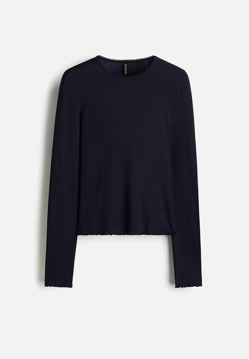 H&M - Pointelle jersey top - navy blue 