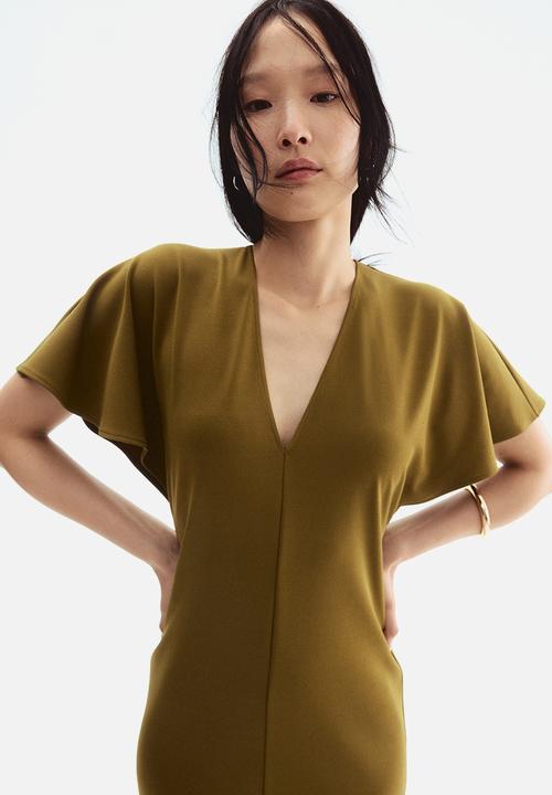 H&M - V-neck interlock dress - olive green