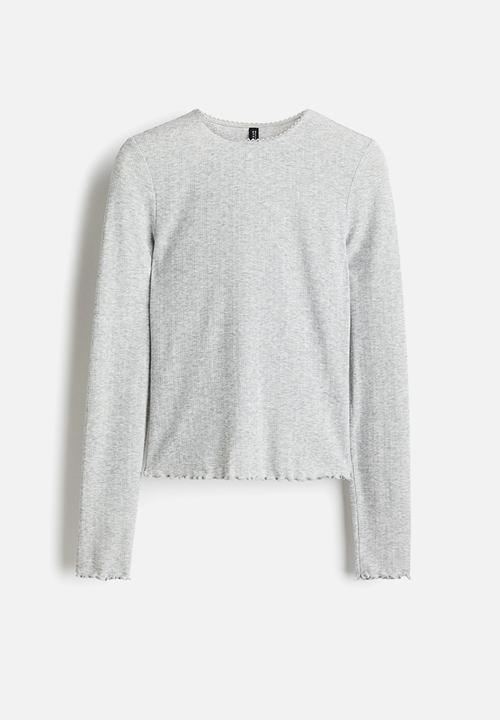 H&M - Pointelle jersey top - grey