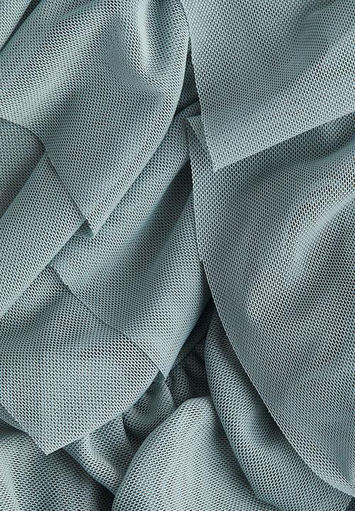 H&M - Frill-trimmed mesh blouse - dusty turquoise