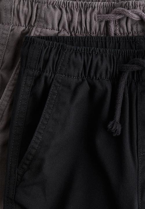 H&M - 2 pack cotton joggers - black