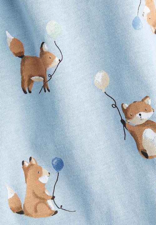 H&M - Patterned sleepsuit - light blue foxes