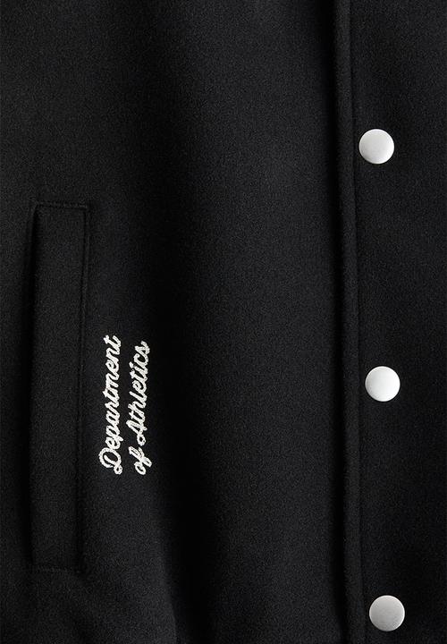 H&M - Appliquéd baseball jacket - black/c