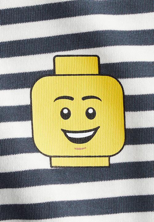 H&M - Oversized printed T-shirt - navy blue striped/lego