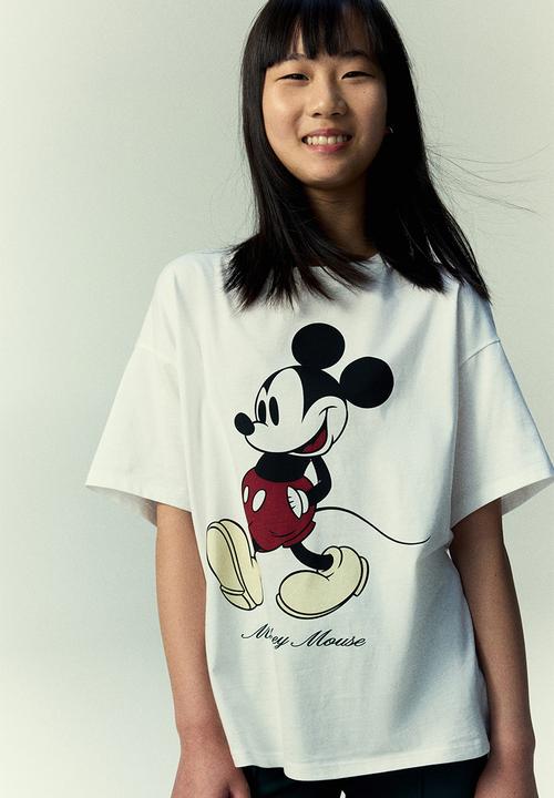 H&M - Printed cotton t-shirt - white/mickey mouse