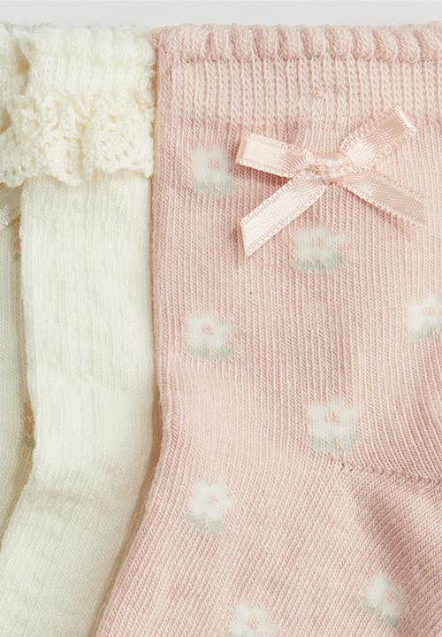 H&M - 4-Pack socks - light pink/floral 