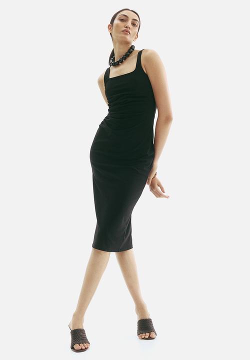 H&M - Draped midi dress - black