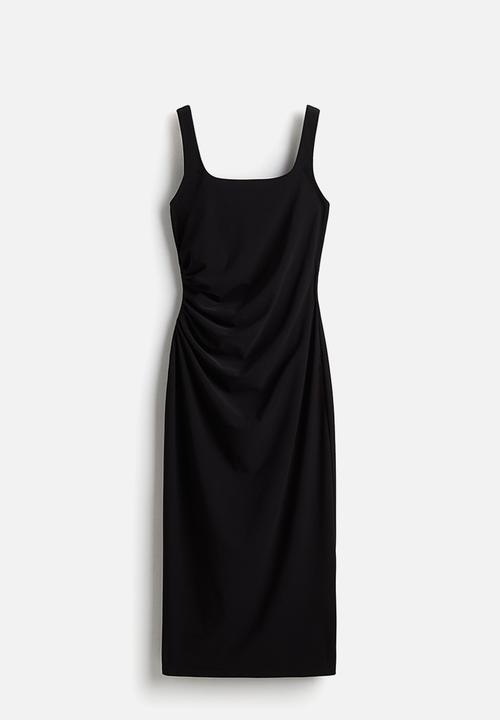 H&M - Draped midi dress - black