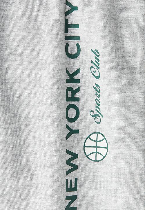 H&M - Printed joggers - light grey marl/new york city 