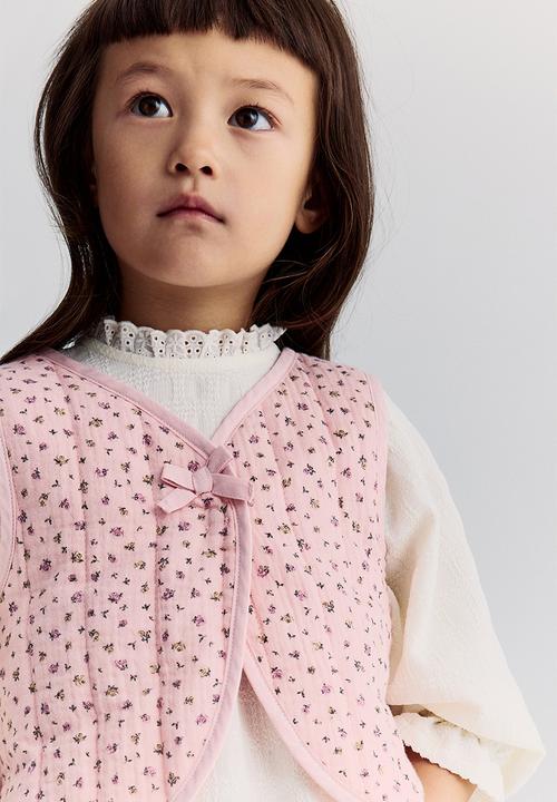 H&M - Quilted muslin waistcoat - pink,multi