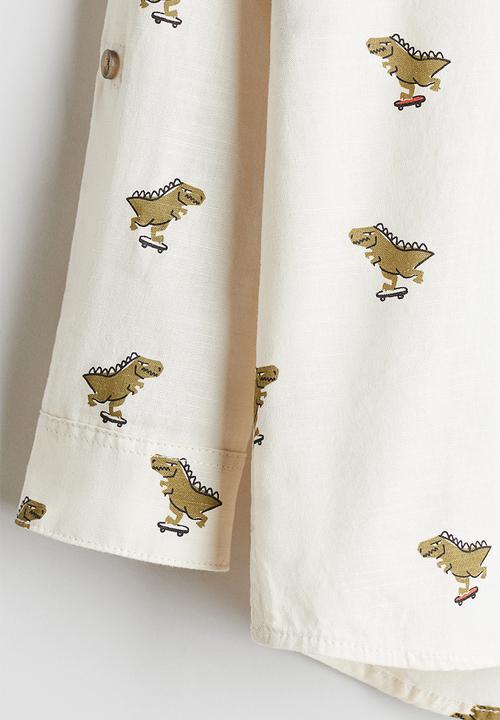 H&M - Cotton grandad shirt - white/dinosaurs