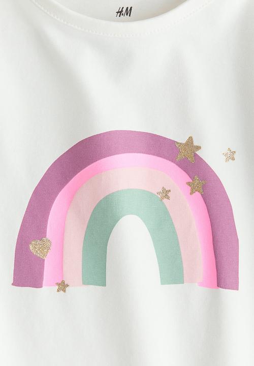 H&M - Printed jersey top - white,multi