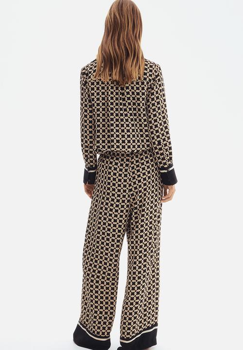 H&M - Patterned drawstring trousers - black patterned