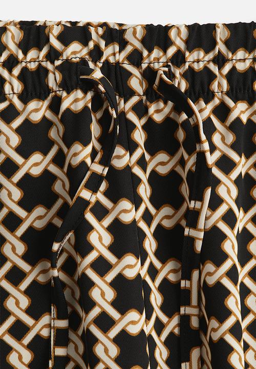 H&M - Patterned drawstring trousers - black patterned