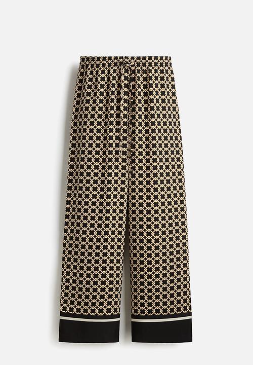 H&M - Patterned drawstring trousers - black patterned