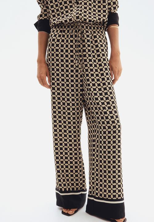 H&M - Patterned drawstring trousers - black patterned