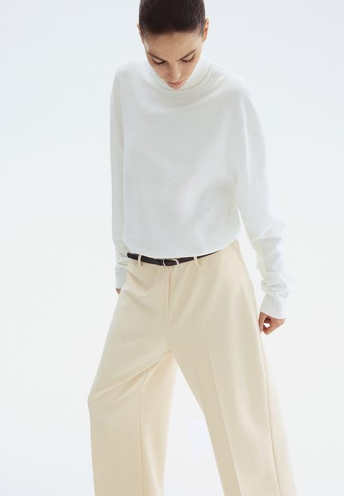H&M - Belted ankle-length trousers - cream