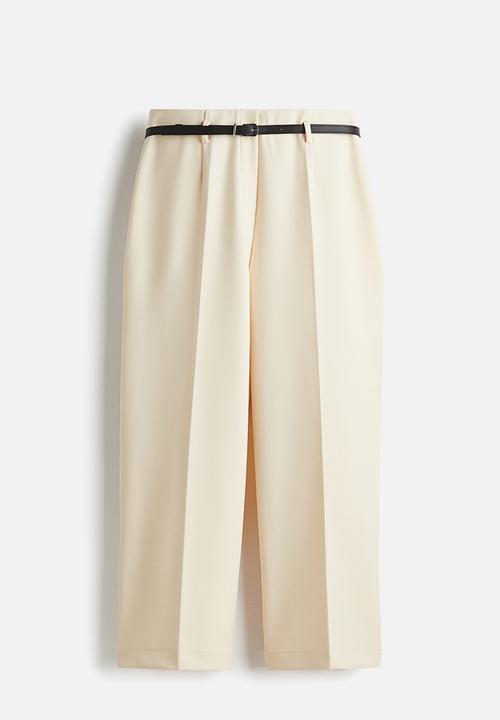 H&M - Belted ankle-length trousers - cream