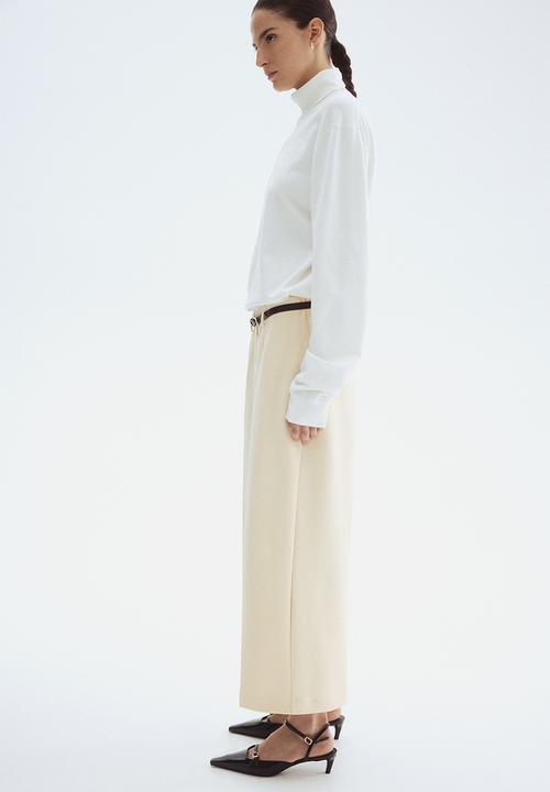 H&M - Belted ankle-length trousers - cream