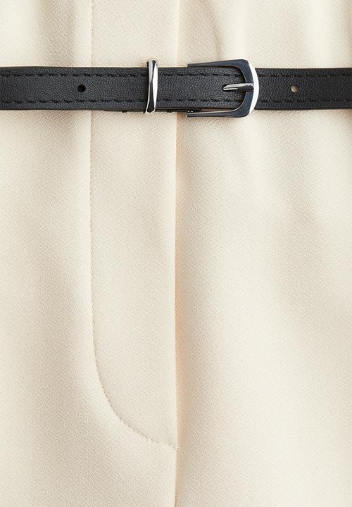 H&M - Belted ankle-length trousers - cream
