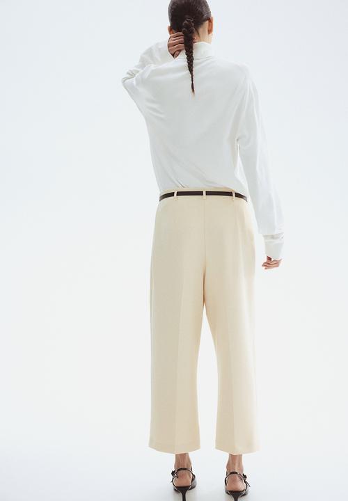H&M - Belted ankle-length trousers - cream