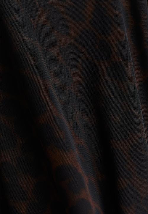 H&M - Draped mesh dress - dark brown leopard print