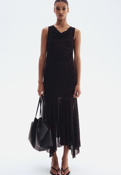 H&M - Draped mesh dress - dark brown leopard print