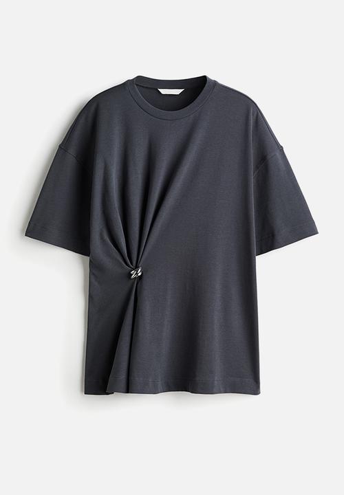 H&M - Metal-detail t-shirt - dark grey