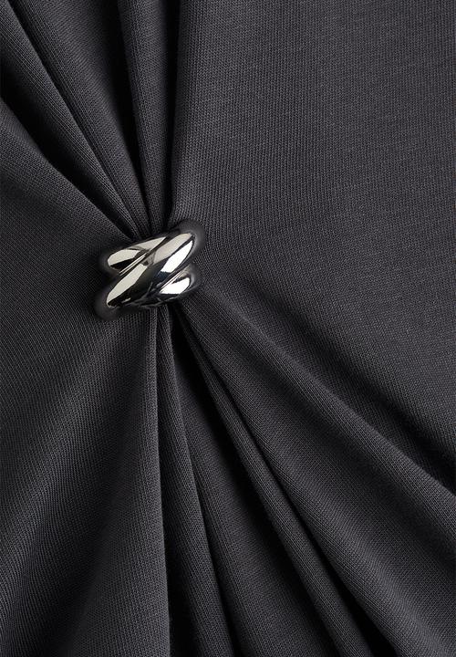 H&M - Metal-detail t-shirt - dark grey