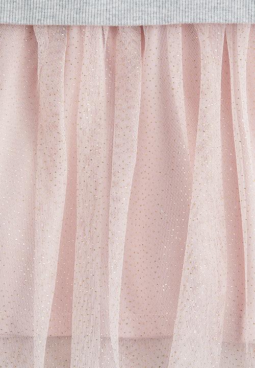 H&M - Tulle-skirt sweatshirt dress - light grey marl/rainbow 