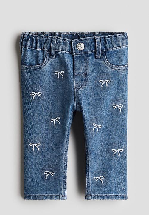 H&M - Embroidery-detail jeans - denim blue/bows